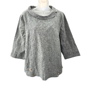 Lintico Linen Cotton Gray Soft‎ Collar Top XXL NWT – Sustainable Relaxed Fit